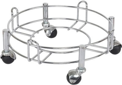 Shengshou Stainless Steel Gas Cylinder Trolley with Wheels | LPG Cylinder Stand | Made In India Gas Cylinder Trolley(Silver)