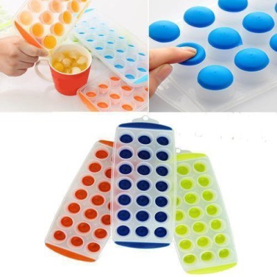 MAHA CREATION 2 pop up tray with lid Multicolor Plastic, Silicone Ice Cube Tray(Pack of3)