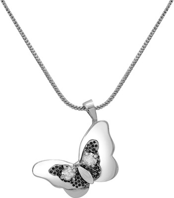 mahi Solitaire Butterfly Rhodium Alloy Pendant