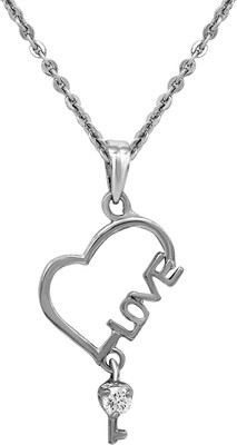mahi The Love Key Rhodium Swarovski Zirconia Alloy Pendant