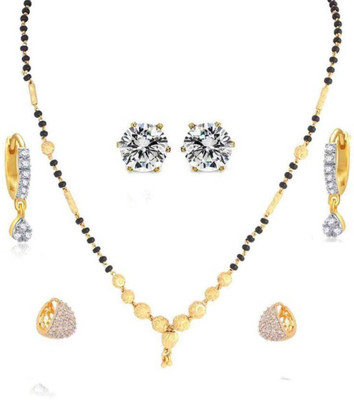 ZENEME Alloy Gold, Black Jewellery Set(Pack of 1)