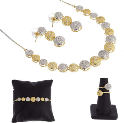 ZENEME Alloy Gold-plated Silver, Gold Jewellery Set(Pack of 1)