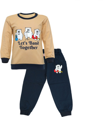 CATCUB Boys & Girls Casual T-shirt Pant(Beige)