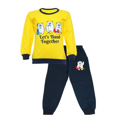 CATCUB Boys & Girls Casual T-shirt Pant(Yellow)