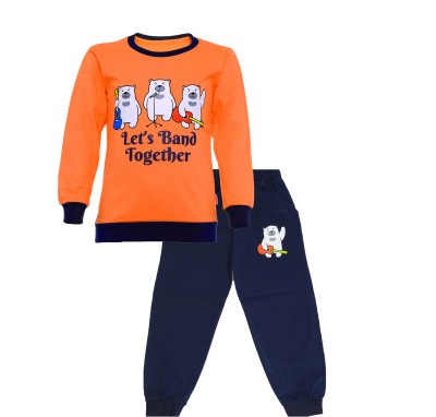 CATCUB Boys & Girls Casual T-shirt Pant(Orange)