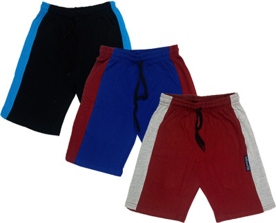 IndiWeaves Short For Boys & Girls Casual Solid Cotton Blend(Multicolor, Pack of 3)
