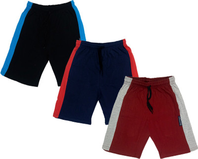 IndiWeaves Short For Boys & Girls Casual Solid Cotton Blend(Multicolor, Pack of 3)