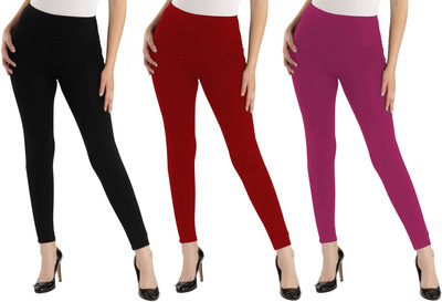 OASIS Ankle Length  Western Wear Legging(Black, Red, Pink, Solid)
