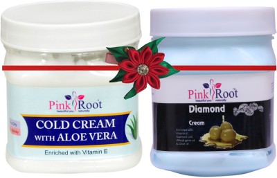 PINKROOT Aloevera Cold Cream 500ml with Diamond Cream 500ml(1000 ml)