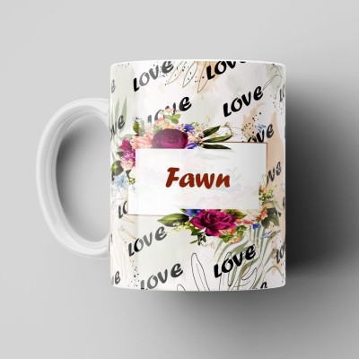 Beautum Love Fawn Romantic Name White Ceramic Coffee Best Gift For Loved Ones Model No:BLVNM005671 Ceramic Coffee Mug(350 ml)