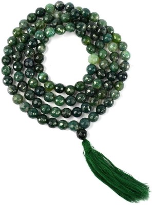 REIKI CRYSTAL PRODUCTS Moss Agate Mala Natural Crystal Mala Stone Mala Stone Necklace Jap Mala 8 mm Faceted 108 Beads Mala Crystal Necklace Fashion Jewelry For Reiki Healing Crystal Healing 32 inch Approx Beads, Agate, Crystal Crystal Chain