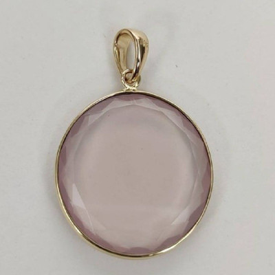 KUNDLI GEMS Rose Quartz Pendant Original Stone Rose Quartz Astrological and Fashionable Gold-plated Quartz Stone