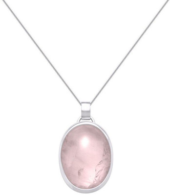 RATAN BAZAAR Rose Quartz Pendant Original Stone Rose Quartz Astrological and Fashionable Silver Quartz Stone