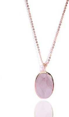 KUNDLI GEMS Rose Quartz Pendant Original Stone Rose Quartz Astrological and Fashionable Gold-plated Quartz Stone