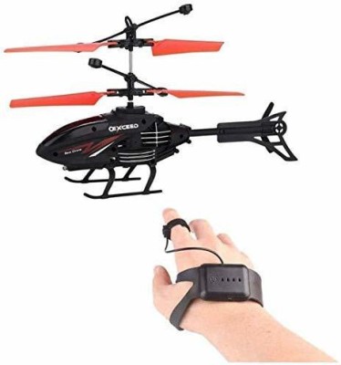 RIAVI ENTERPRISE 2-in-1 Flying Outdoor Induction Flight Electronic Radio RC Remote Control Toy Charging Helicopter with 3D Light & Safety Sensor for Indoor Toys for Boys Kids ( Multi Color )(Multicolor)