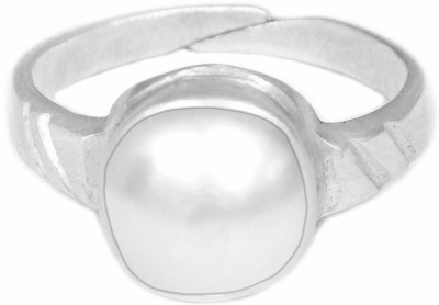 Takshila Gems Natural Pearl Ring Lab Certified Adjustable Ring in 925 Silver Pearl Stone Ring (5.25 Ratti / 4.72 Carat) Moti Stone Ring Stone Pearl Ring