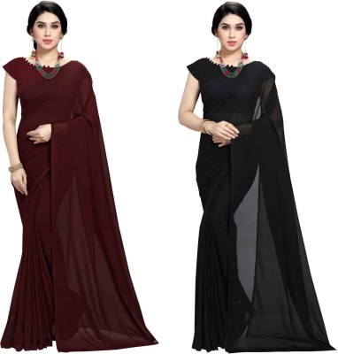 kashvi sarees Dyed Bollywood Georgette Saree(Pack of 2, Brown, Black)