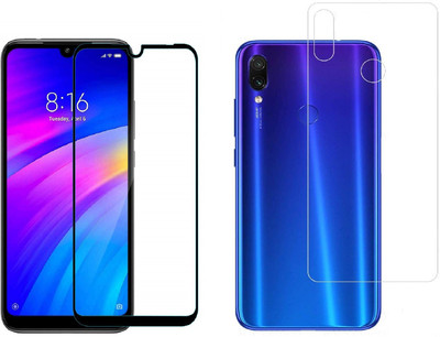 ELEF Front and Back Tempered Glass for Xiaomi Redmi Note 7 Front 11D Black Tempered Glass Back 0.3mm Flexible Trink(Pack of 2)