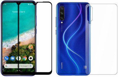 ELEF Front and Back Tempered Glass for Xiaomi Mi A3 Front 11D Black Tempered Glass Back 0.3mm Flexible Trink(Pack of 2)