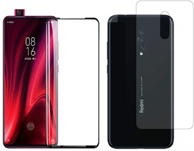 ELEF Front and Back Tempered Glass for Xiaomi Redmi K20 Front 11D Black Tempered Glass Back 0.3mm Flexible Trink(Pack of 2)