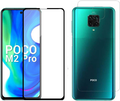 ELEF Front and Back Tempered Glass for Xiaomi Poco M2 Pro Front 11D Black Tempered Glass Back 0.3mm Flexible Trink(Pack of 2)