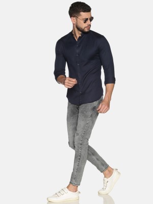 Showoff Men Solid Casual Dark Blue Shirt