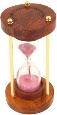 Noor Hub 3 Minutes Sand Timer Hourglass Wooden Handicraft Decorative Showpiece Decorative Showpiece  -  12 cm(Brass, Wood, Gold, Brown)