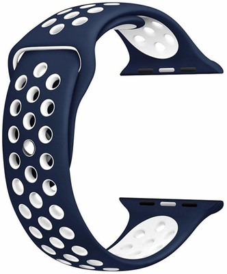 Frazil Soft Silicone Sport 42mm/44mm Band Blue and White Air Hole Smart Watch Strap(Blue, White)