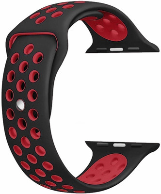 Juberous Soft Silicone Sport 42mm/44mm Band Black and Red Air Hole Smart Watch Strap(Black, Red)