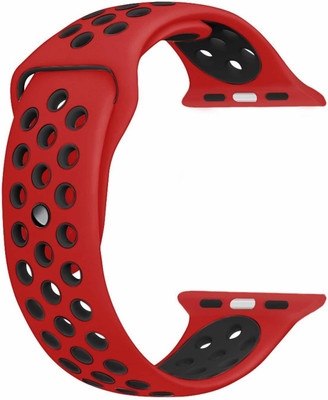 Frazil Soft Silicone Sport 42mm/44mm Band Red and Black Air Hole Smart Watch Strap(Red, Black)