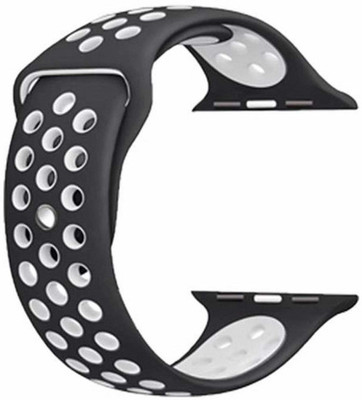 Frazil Soft Silicone Sport 42mm/44mm Band Black and White Air Hole Smart Watch Strap(Black, White)