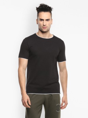 Alan Jones Solid Men Round Neck Black T-Shirt