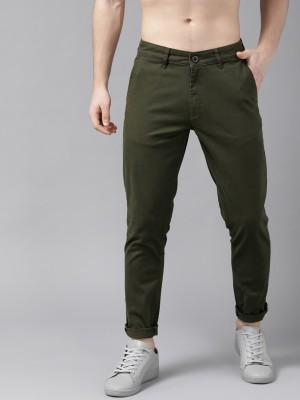 Roadster Slim Fit Men Dark Green Trousers