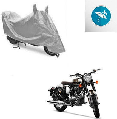 SRENTERPRISES Two Wheeler Cover for Royal Enfield(Classic Chrome, Silver)
