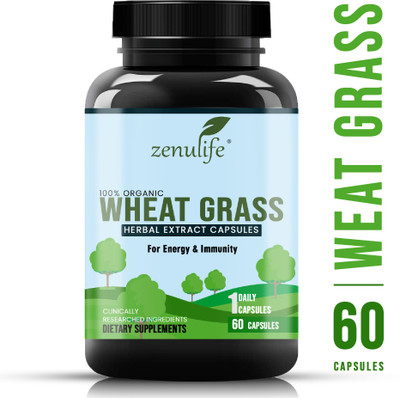 zenulife Pure & Natural Wheat Grass Capsules For Detoxification, Boosting Immunity(60 Tablets)