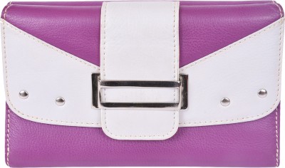 Leatherman Fashion Women Casual Purple, Grey Genuine Leather Wallet(10 Card Slots)