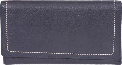 Leatherman Fashion Women Casual Blue Genuine Leather Wallet(6 Card Slots)