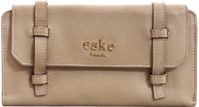 eske Women Brown Genuine Leather Wallet(8 Card Slots)