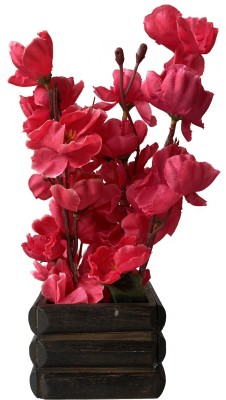 Ryme Red Orchids Artificial Flower  with Pot(9 inch, Pack of 1, Flower Bunch)