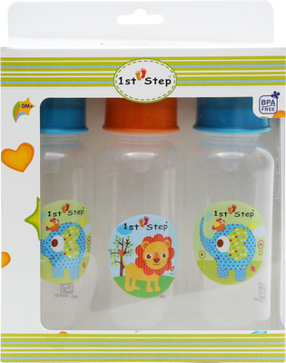 1st Step 3PCS PACK FEEDING BOTTLES 8OZ./250ML. - 125 ml(Blue,Orange)