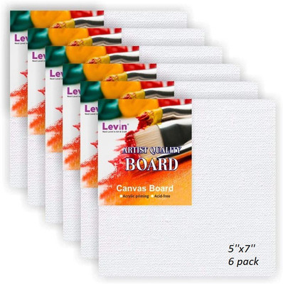 Levin canvas board Cotton Medium Grain Board Canvas (Set of 6)(White)