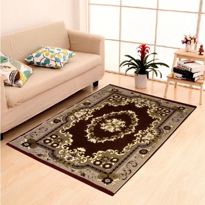 Home Elite Brown Chenille Carpet(5 ft,  X 7 ft, Rectangle)