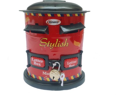 SINGING SPARROW STYLISH LETTER BOX COIN BANK WITH LOCK & KEYS AND TWO COIN SLOTS Coin Bank(Red, Black)