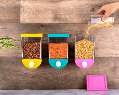 YASHODEEP PLASTIC Plastic Grocery Container  - 1100 ml(Pack of 3, Multicolor)