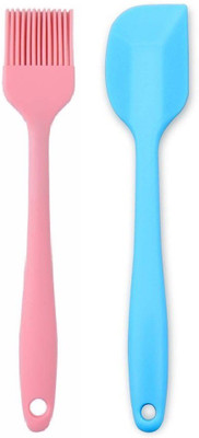 MobFest ® Full Silicone Spatula Combo with Oil Pastry Brush, Heat Resistant for Baking Cooking BBQ Grill, 21 cm Long Silicone Flat Pastry Brush(Pack of 2)