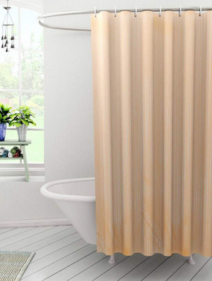 KUBER INDUSTRIES 213 cm (7 ft) PVC Semi Transparent Shower Curtain Single Curtain(Self Design, Orange)
