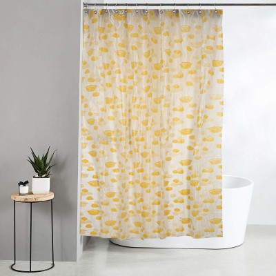 Casanest 243.84 cm (8 ft) PVC Semi Transparent Shower Curtain Single Curtain(Printed, Yellow)