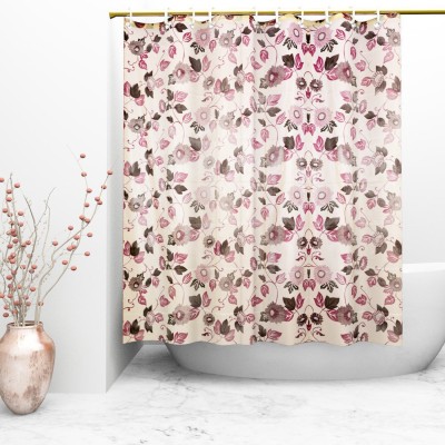 KUBER INDUSTRIES 213 cm (7 ft) PVC Blackout Shower Curtain Single Curtain(Floral, Multicolor)