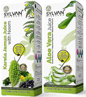 SYLVAN AYURVEDA KARELA JAMUN NEEM AND ALOE VERA JUICE SET 1L X 2 PCS.(2 x 1000 ml)