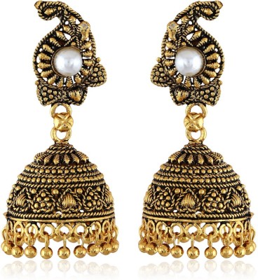 VIGHNAHARTA Vighanaharta Antique Finish alloy Jhumki Earring for Women and Girls Pearl Brass Jhumki Earring